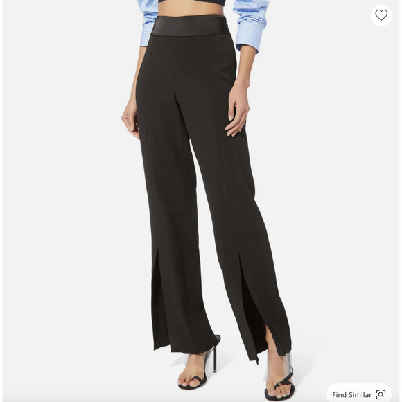 Jonathan Simkhai Black Slit Hem High Waisted Flare Womens Pants Size 4 - Picture 2 of 8